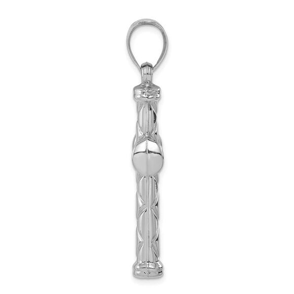 Sterling Silver Rhodium-Plated Hollow 3D Cross Pendant, 25 x 47mm